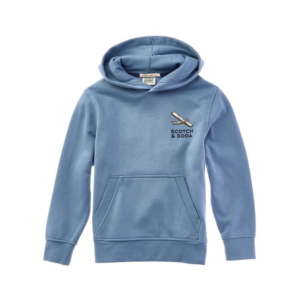 Scotch & Soda Boys  Graphic Fleece Pullover Hoodie, Blue